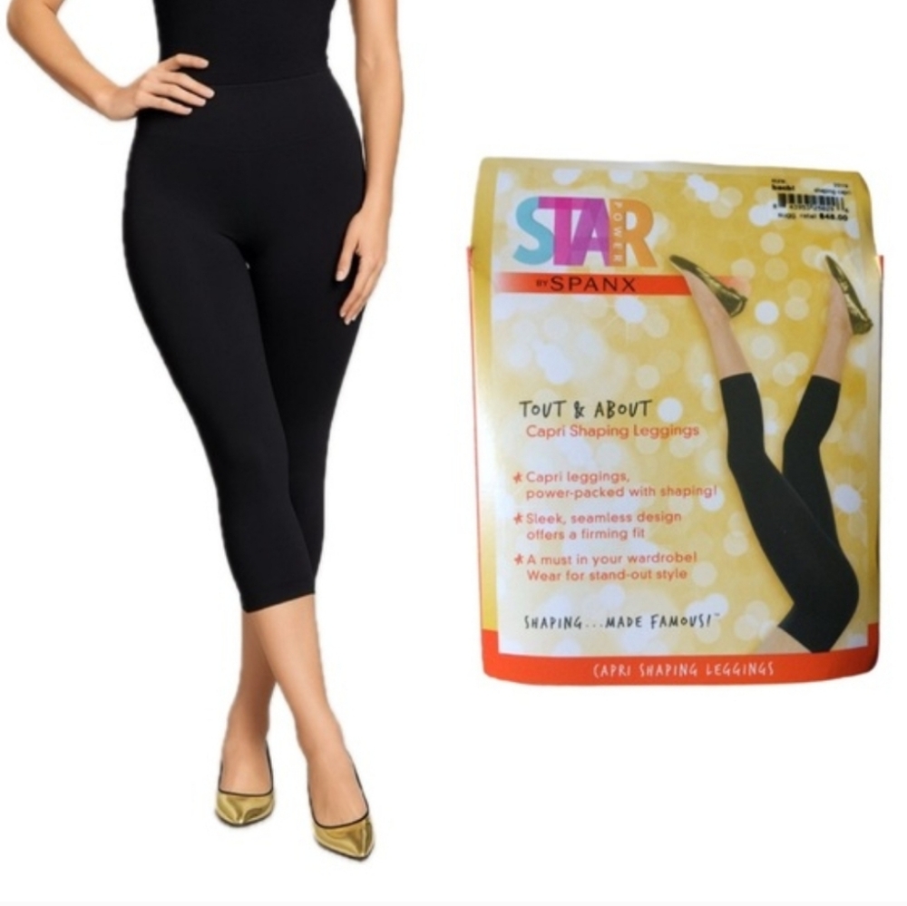 Star By SPANX Black Capri Shaping Seamless Leggings New Small